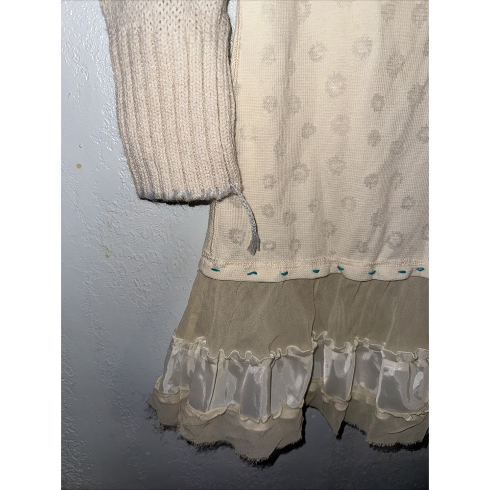 FREE PEOPLE size S Knit Sleeve Thermal Peplum Tunic Ruffle Trim Top Mini Dress - Picture 10 of 10